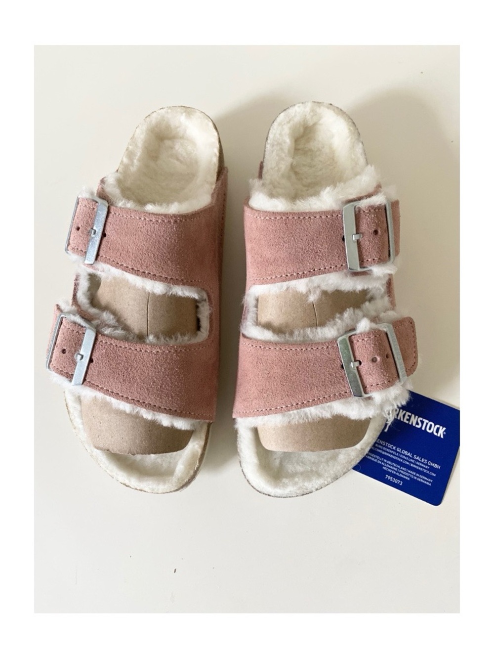 Birkenstock Arizona Shearling Sz 38 US 7 - 7.5 Suede Leather in Pink Clay